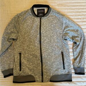 Men's Lon NYC Across The Pond Full Zip Grey Sweat Shirt XL GUC
